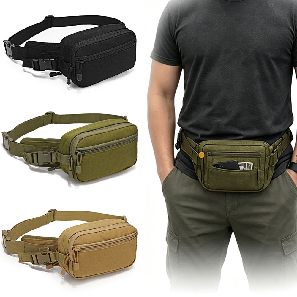 Outdoor Hunting Fabric - 800D オックスフォード生地ファニーバッグ戦術的な男性用チェストバッグ隠しホルスターポケット付きウエストバッグ屋外狩猟キャンプハイキング用