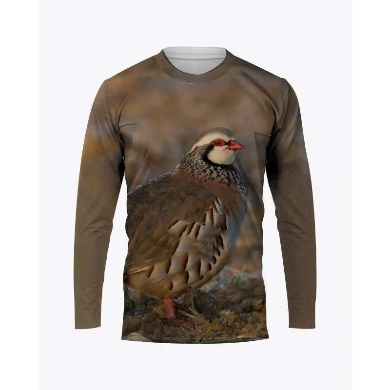 Hunting Quail - メンズ長袖ラウンドネックTシャツ,カジュアル,カモフラージュ,狩猟,動物,ウズラのグラフィック,特大のファッションウェア,夏