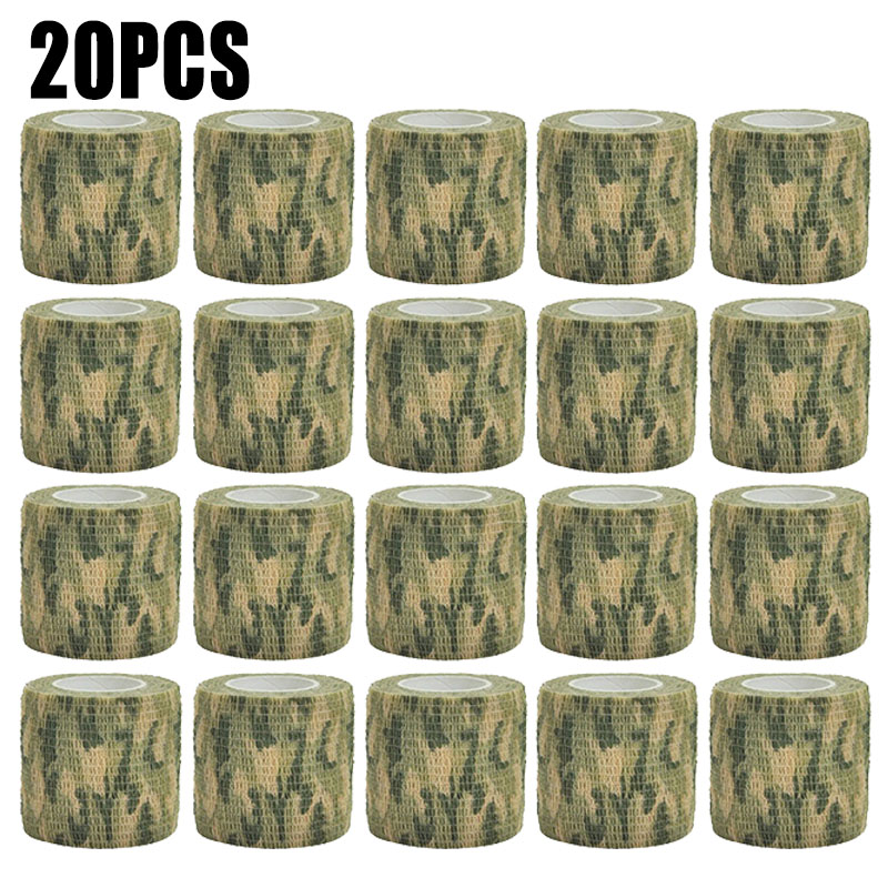 Outdoor Hunting Fabric - 10/20 個草原弾性屋外狩猟迷彩ステルステープ防水ラップ耐久性のある自己粘着弾性包帯