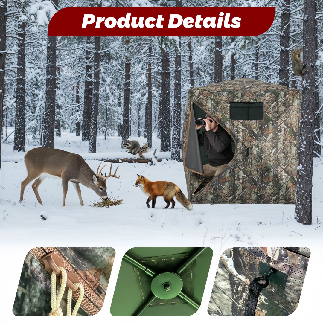 Hunting & Outdoor Supplies - 迷彩柄ポップアップハンティングブラインド、簡単設置、地上設置型シェルター、屋外用カモブラインド、鹿、七面鳥、アヒル、アーチェリーシーズン用収納付き