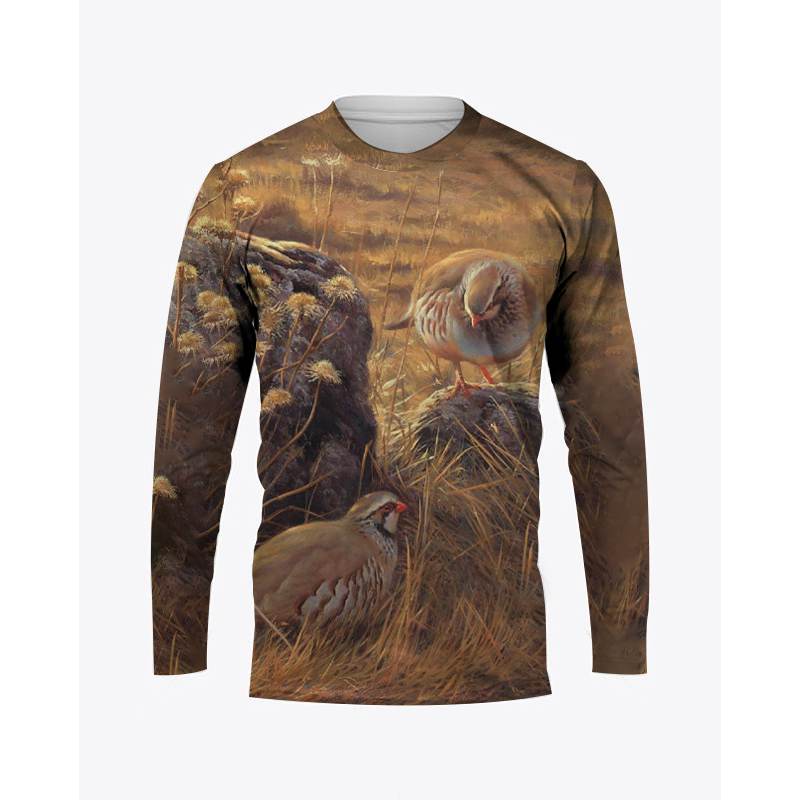 男性用長袖ラウンドネックセーター,カジュアルなカモフラージュ - Hunting Quail のレビューと価格