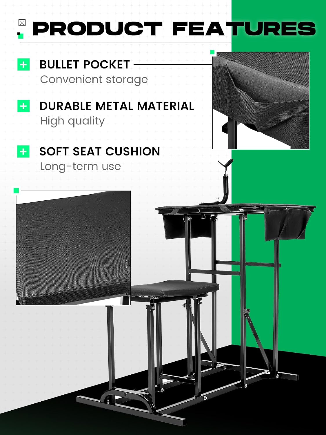 折りたたみ式射撃ベンチ、高さ調節可能なシート付き、ポータブル - Outdoor Hunting Table のレビューと価格