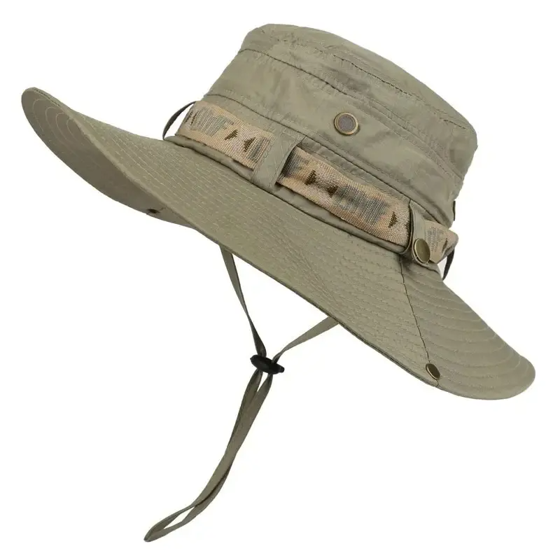夏の男性バケットハット屋外 UV 保護つば広パナマサファリ狩 - Hunting Outdoor Hats のレビューと価格