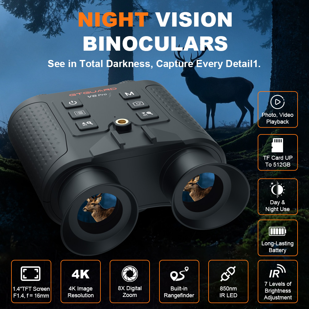4Kナイトビジョン双眼鏡 8倍デジタルズーム 赤外線ナイトビ - Outdoor Hunting Videos のレビューと価格